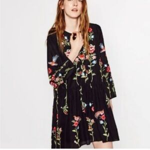 FLASH SALE! Zara Floral Embroidered Black Dress